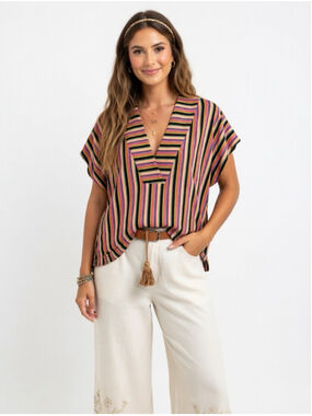 Ivy Jane oversize bohemian striped top sz s/m